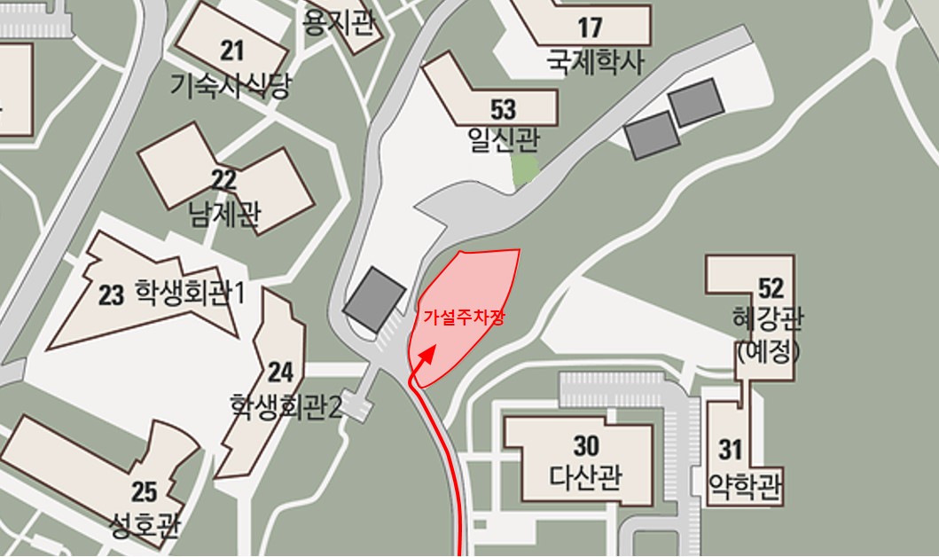 변전실 동측(일신관-다산관 사이) 가설주차장 개방 안내 | 아주대학교